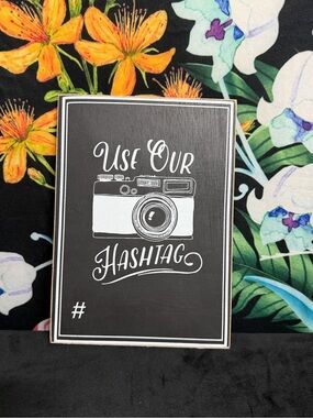 Mud Pie Black & White Camera Hashtag Sign
